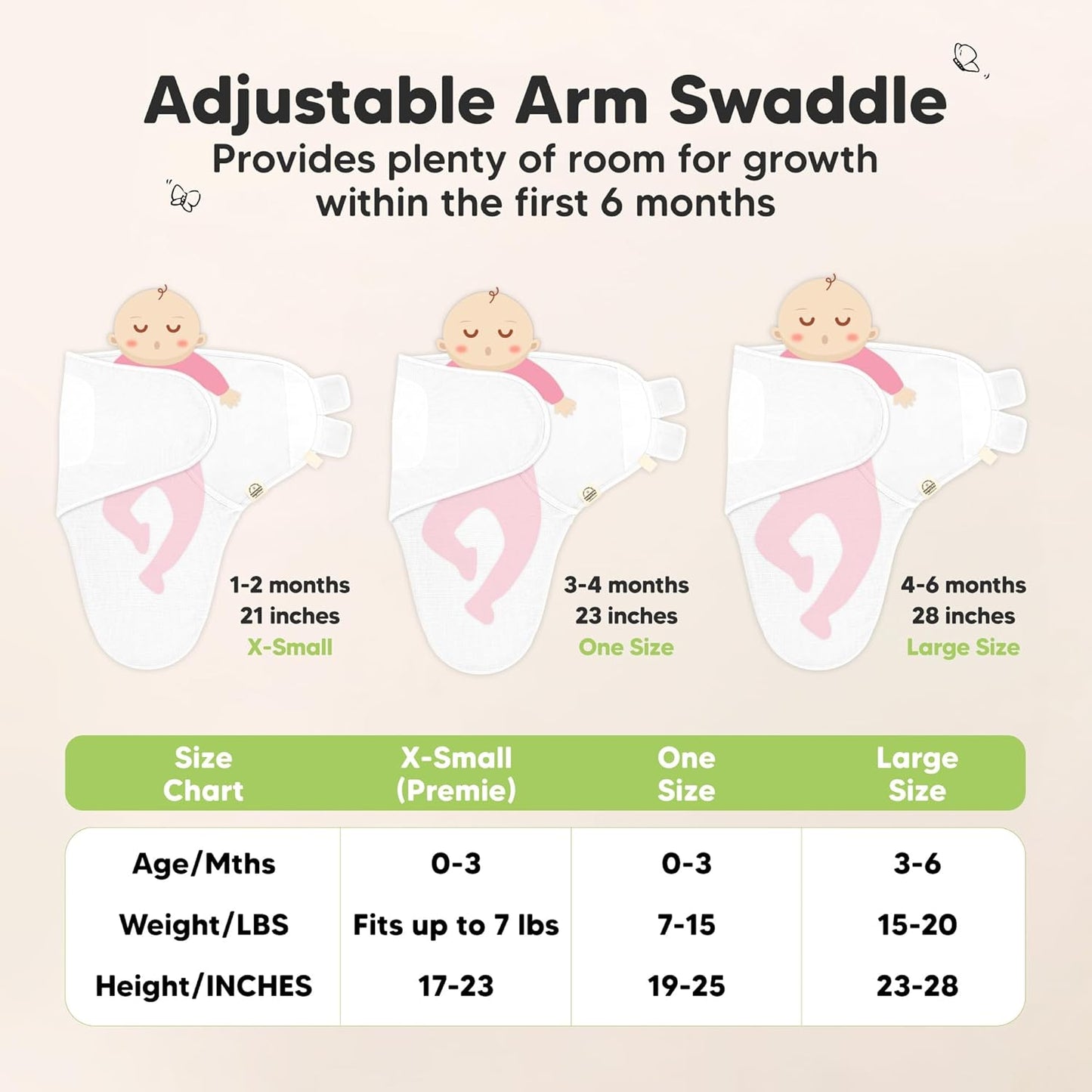 Willow Organic Swaddle Wraps - 3-Pack Baby Sleep Sacks for Newborns 0-3 Months, Soft & Snug Design