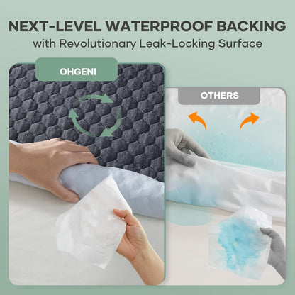 OhGeni Waterproof Mattress Protector - Twin Gray Deep Pocket, Cooling & Breathable, Soft & Noiseless