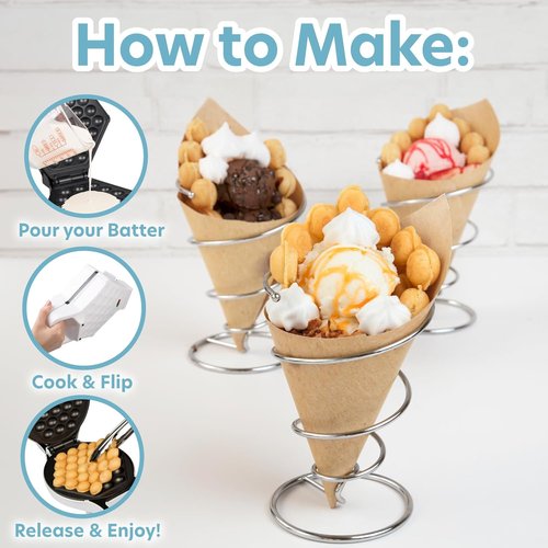 Bubble Waffle Maker | Electric Nonstick Hong Kong Egg Waffler with Ready Indicator Light - Quick & Easy Homemade Ice Cream Cones