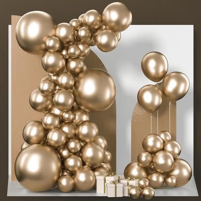 PartyWoo Metallic Gold Balloons - 85-Piece Chrome Gold Balloon Arch Kit for Birthday & Wedding Decor