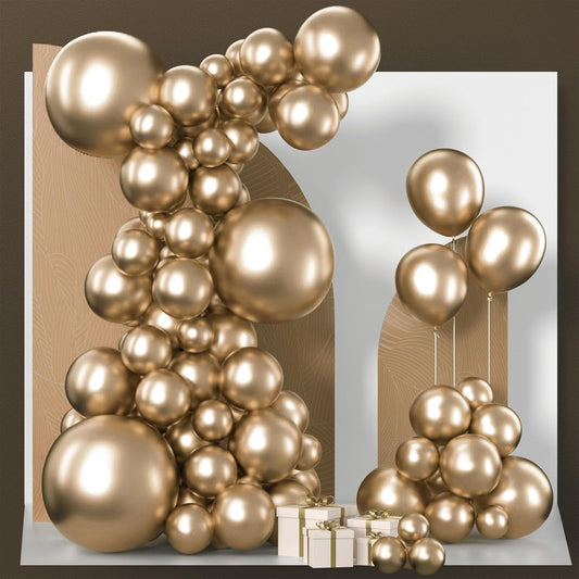 PartyWoo Metallic Gold Balloons - 85-Piece Chrome Gold Balloon Arch Kit for Birthday & Wedding Decor