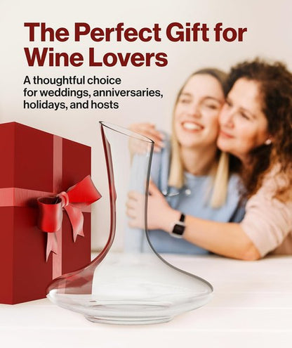 Le Chateau Crystal Wine Decanter with Built-in Aerator – 750ml Giftable Hand Blown Glass Carafe, Enhances Aroma & Flavor with Elegant Design - Red Wine Accessories for Wine Lovers
