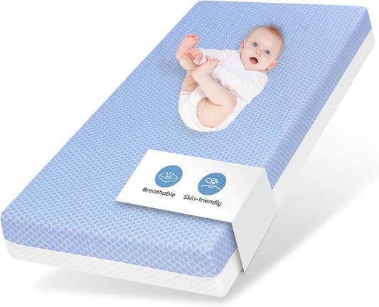 Skiennix Crib Mattress - Dual-Sided Memory Foam for Babies & Toddlers | Soft, Breathable, 52" x 27.6" x 5.5" with Washable Cover