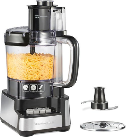 Hamilton Beach Food Processor - BPA-Free, Stainless Steel Blades, 12-Cup Capacity, 2-Speed Motor, Black
