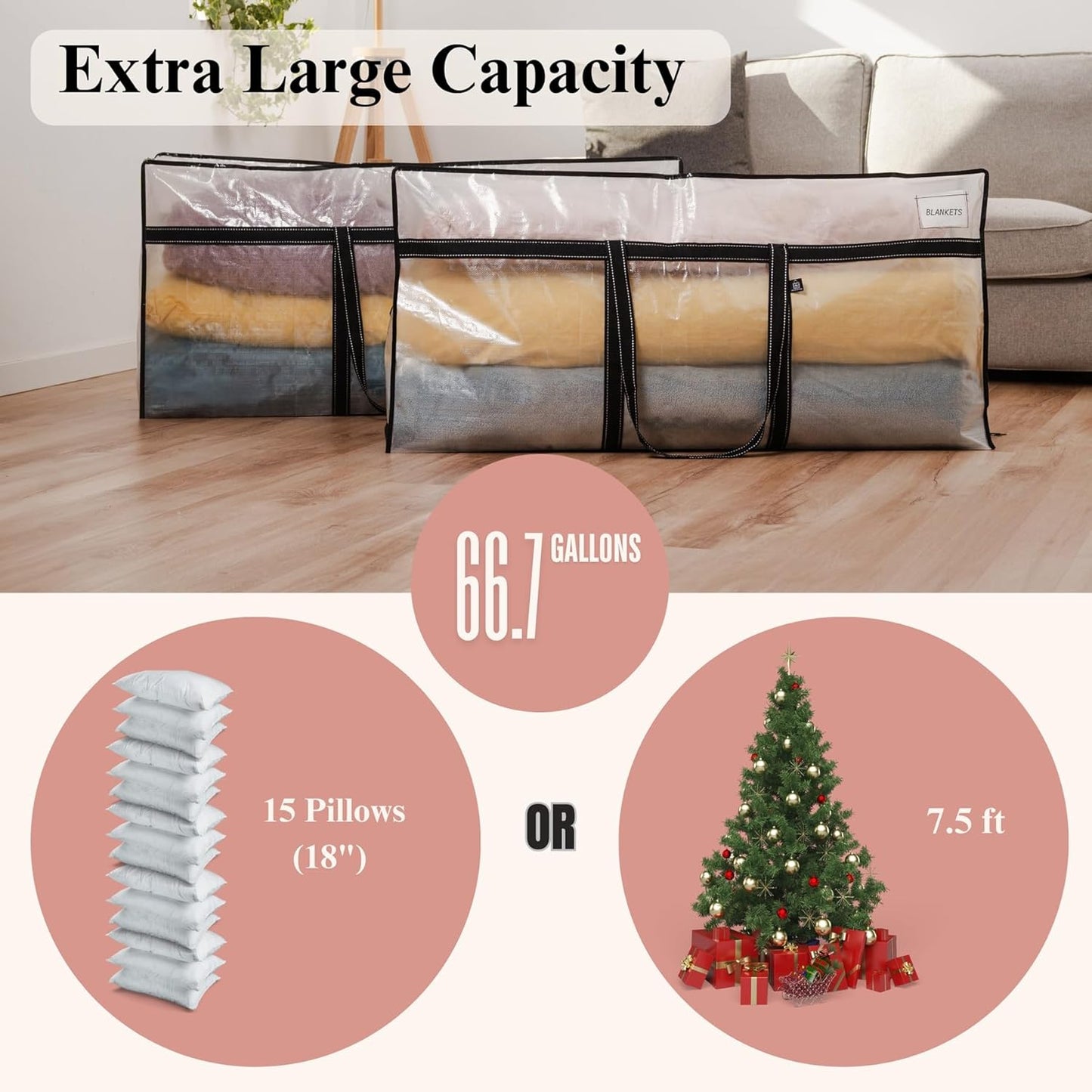 VENO Extra Large Moving Bags - Heavy Duty Storage Solution for College & Holiday Packing | Clear, 2 Pack
