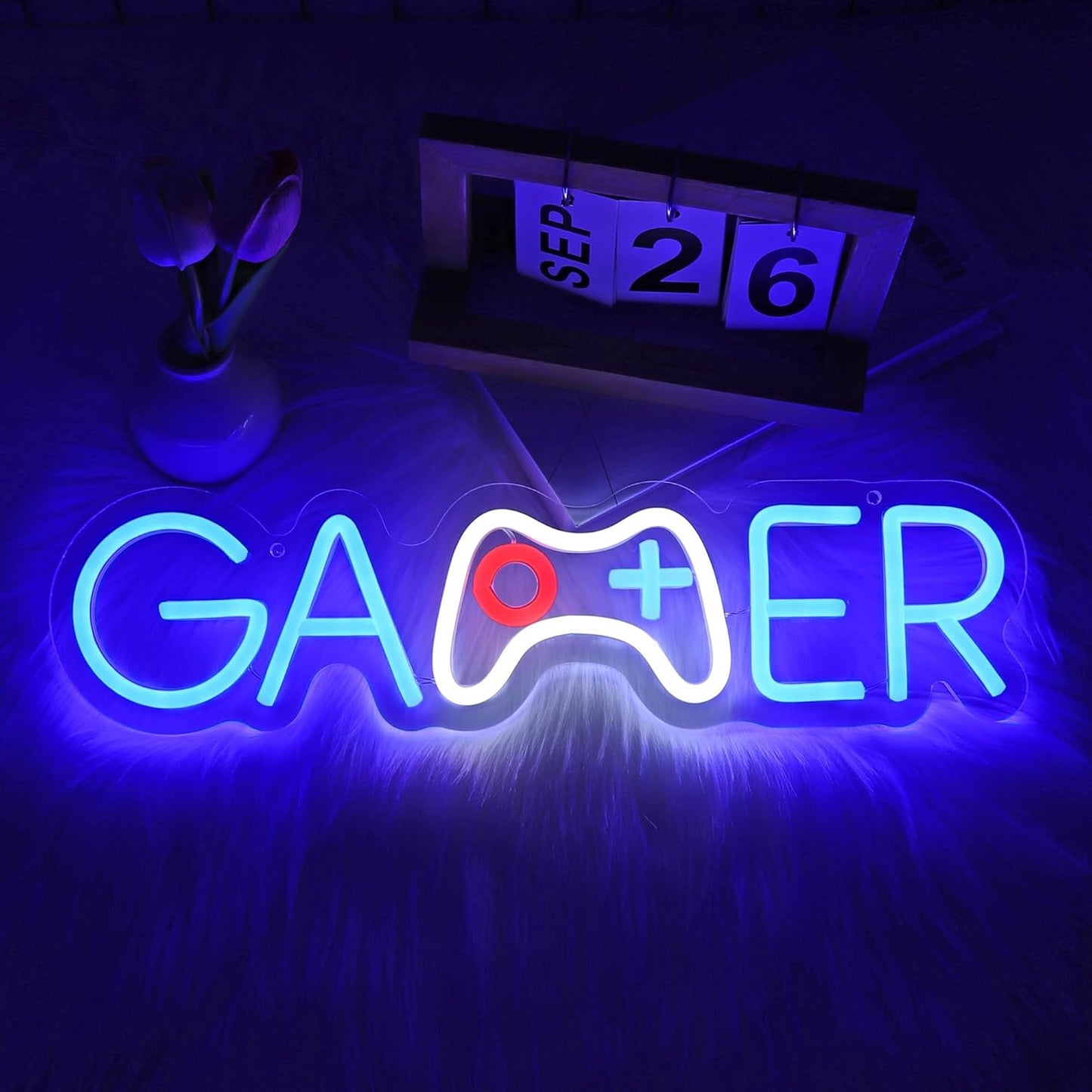 Skiennix Gamer Neon Sign - LED Wall Decor for Gaming Room | USB Powered Light Up Sign for Teen Boys