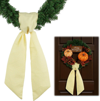 Yellow Striped Wreath Sash by [Brand Name] - 5.12" Wide x 54.33" for Fall & Thanksgiving Door Decor