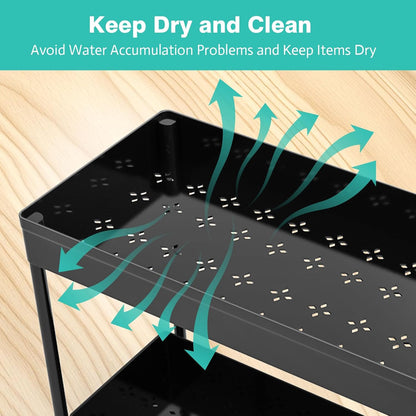 Under Sink Organizers by [Brand Name] - 2 Pack Pull-Out Sliding Cabinet Organizer with 2-Tier Storage Shelf & 4 Hooks | Multi-Purpose for Kitchen & Bathroom (13 Inch, Black)