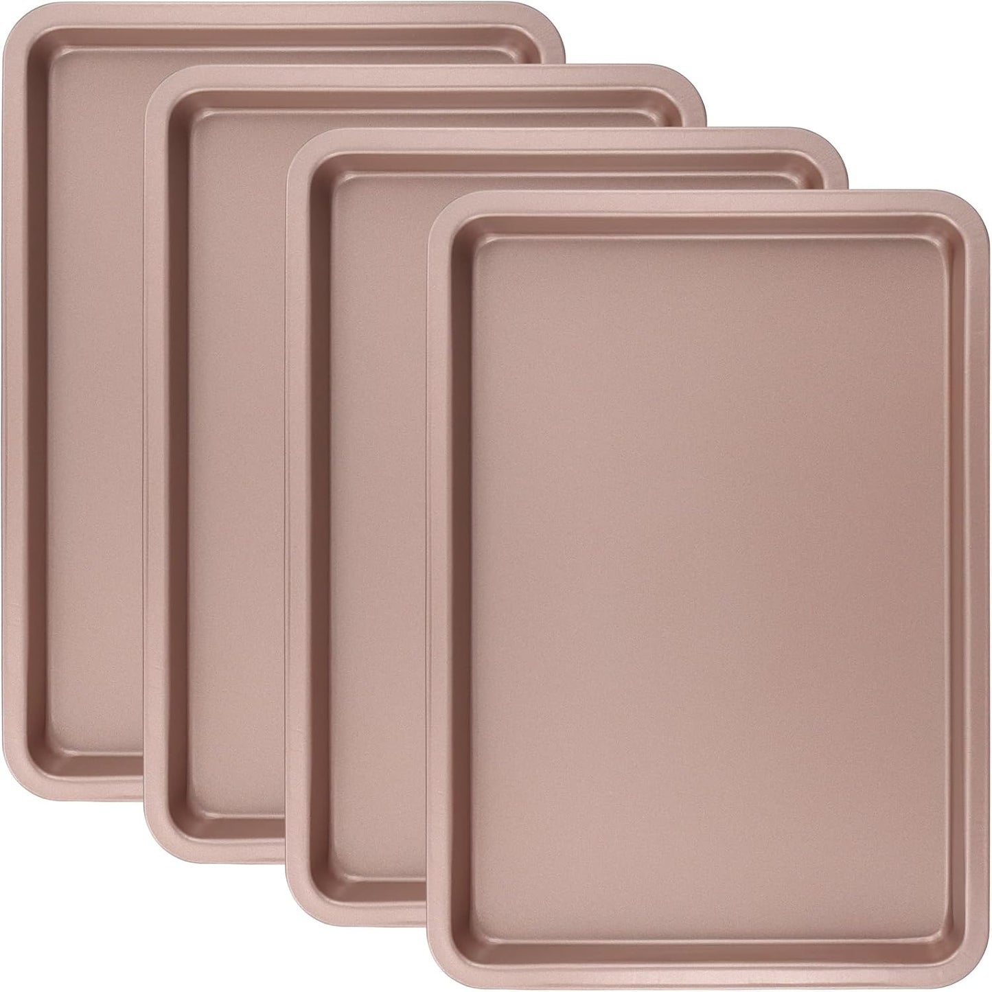 Sheutsan Gold Baking Sheet Pan Set - 4 Pack Carbon Steel Cookie Trays, 13 x 9 x 1 Inch for Roasting