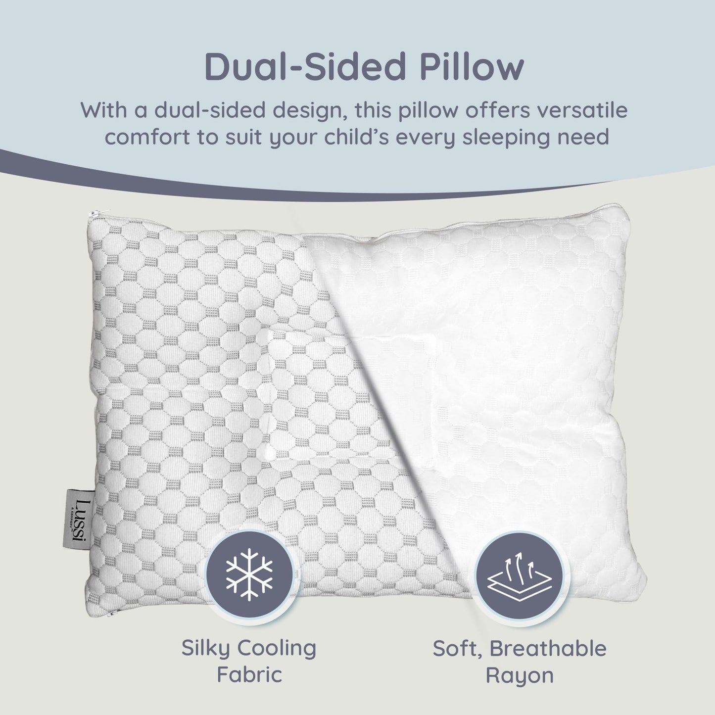 Lussi & Company Toddler Pillow 2 Year Old-13x19 Toddler Pillow with Pillowcase-Toddler Pillows for Sleeping-Kids Pillow-Travel Pillows-Mini Pillow-Ergonomic Pillows for Kids-Patent Pending