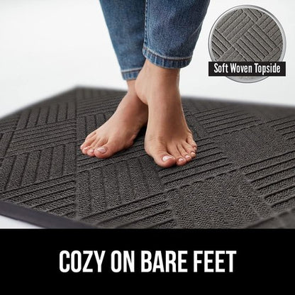 Gorilla Grip All-Season Doormat & Magnetic Screen Door Bundle - Heavy Duty Mesh, Gray Diamond, 17x29 in & 38x82 in