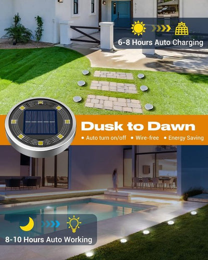 Btfarm 16 Pack Solar Lights - IP65 Waterproof LED Ground Lights for Garden & Patio - Cool White