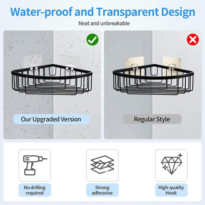 Elegant Shower Caddy - 6 PCS Waterproof Adhesive Hooks & Strips for Easy Bathroom Storage