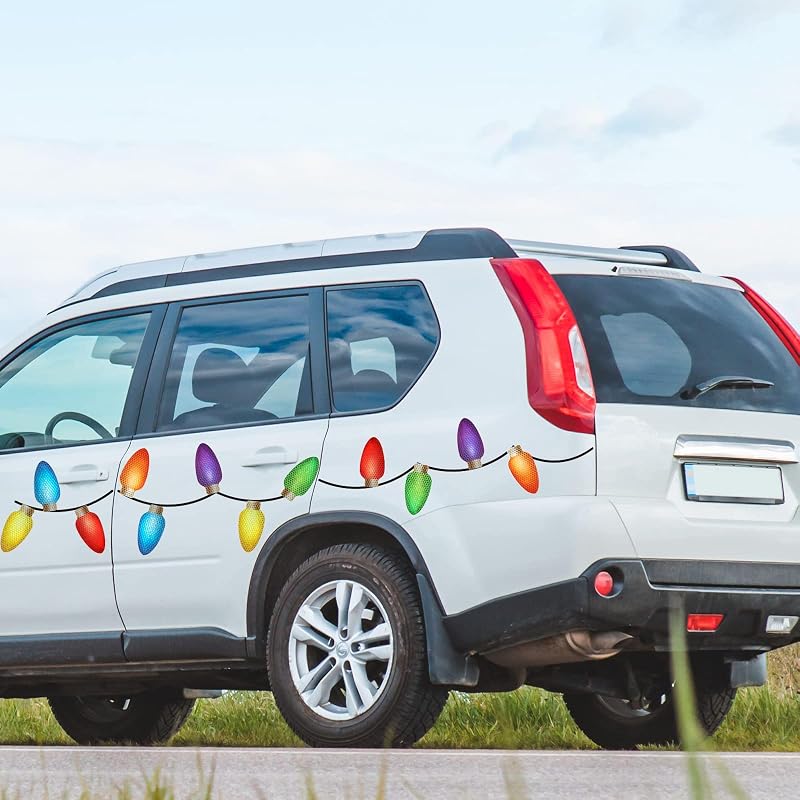 Reflective Christmas Car Magnets - 6 Light Magnets & 6 Wire Magnets for Cars & Fridges