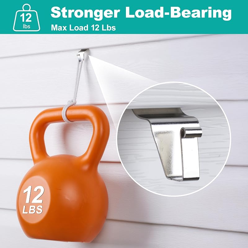 HUXOR 10-Pack Vinyl Siding Hooks for Outdoor Use - Heavy Duty 1mm Stainless Steel
