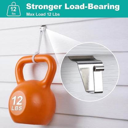 HUXOR 10-Pack Vinyl Siding Hooks for Outdoor Use - Heavy Duty 1mm Stainless Steel