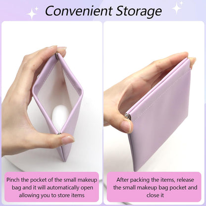 Personalized Snap Closure Leather Organizer Pouch 4 PCS Small Makeup Bag for Purse Mini Portable Cosmetic Bags for Women Lambskin Pocket Cosmetic Bag