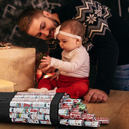 ProPik Wrapping Paper Storage Organizer Bag - Heavy Duty 40-Inch Capacity for 24 Rolls | Black with Clear PVC and Zippered Top