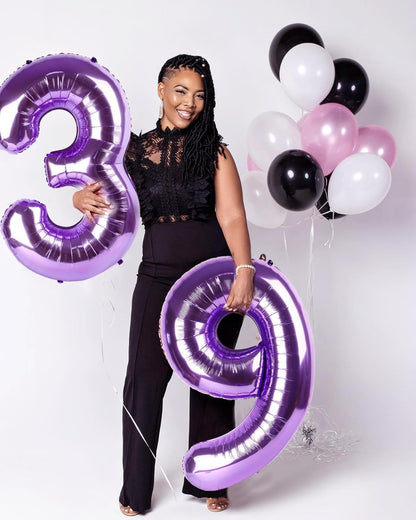 40 Inch Purple 40th Birthday Balloons - Large Foil Decorations for Men & Women Celebrations