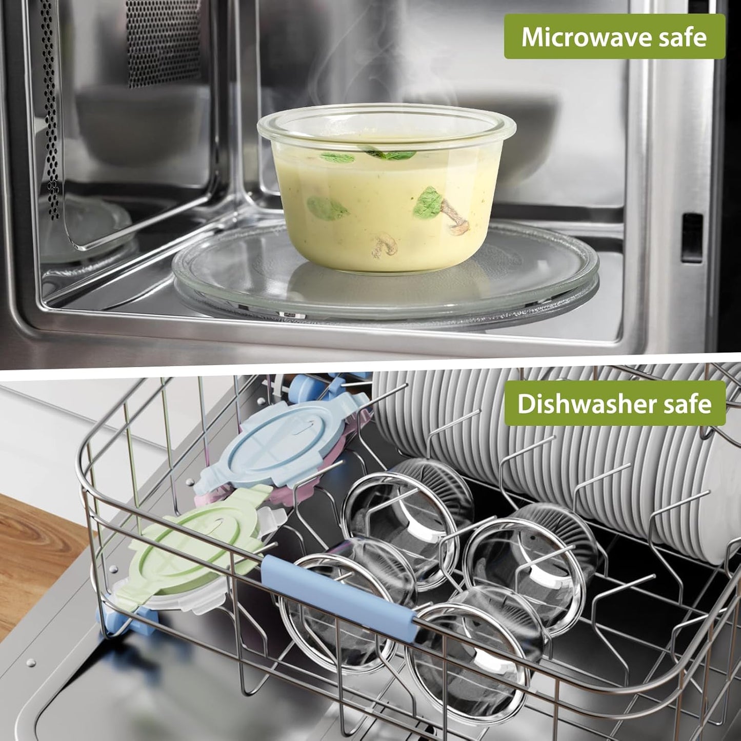 Skiennix 16oz Glass Meal Prep Containers - Airtight BPA-Free Borosilicate Storage | 4-Pack, Microwave & Dishwasher Safe