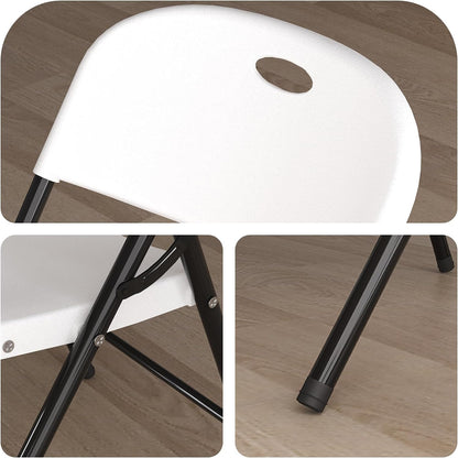 Nazhura Heavy Duty Folding Chair - 350 lb Weight Limit, Reinforced Steel Frame, White | Indoor & Outdoor Use
