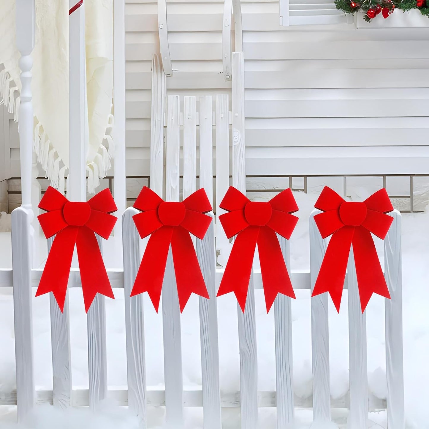 Regine Switzerland 12 PCS Red Velvet Bows - 5x8 Inch Christmas Decorations for Trees & Wreaths