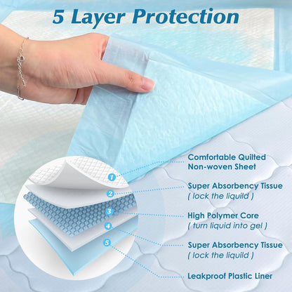 Super Absorbency Disposable Underpads by [Brand Name] - 100 Count | Leakproof & Quick Drying for Babies, Puppies, and Adults