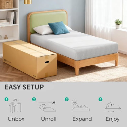 FDW 8-Inch Twin Mattress - Medium Firm Gel Memory Foam with Cooling Ventilation & Pressure Relief | Removable Washable Cover