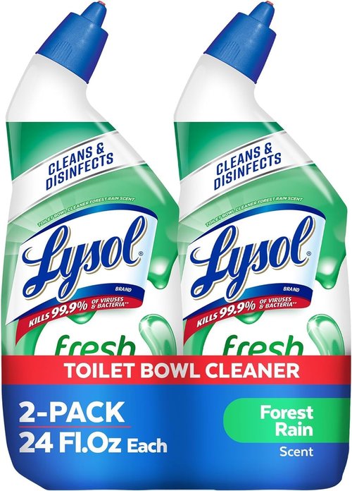 Lysol Toilet Bowl Cleaner Gel - Stain Removal & Disinfection - Forest Rain Scent, 24oz (Pack of 2)