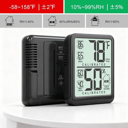 Antonki Digital Room Thermometer - Indoor Hygrometer with Max/Min Record Monitor | Battery Included