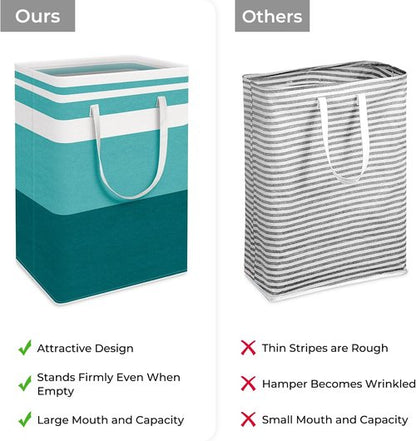 HomeHacks Large Waterproof Laundry Basket - Collapsible Tall Hamper with Extended Handles (75L, Green)