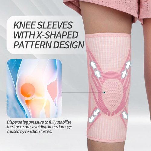 Knee Brace with Side Stabilizers Compression Knee Support for Women and Men Knee Sleeves for Running, Arthritis, Ligament Damage, Meniscus Tear, Joint Pain Relief, ACL (Pink, XL)
