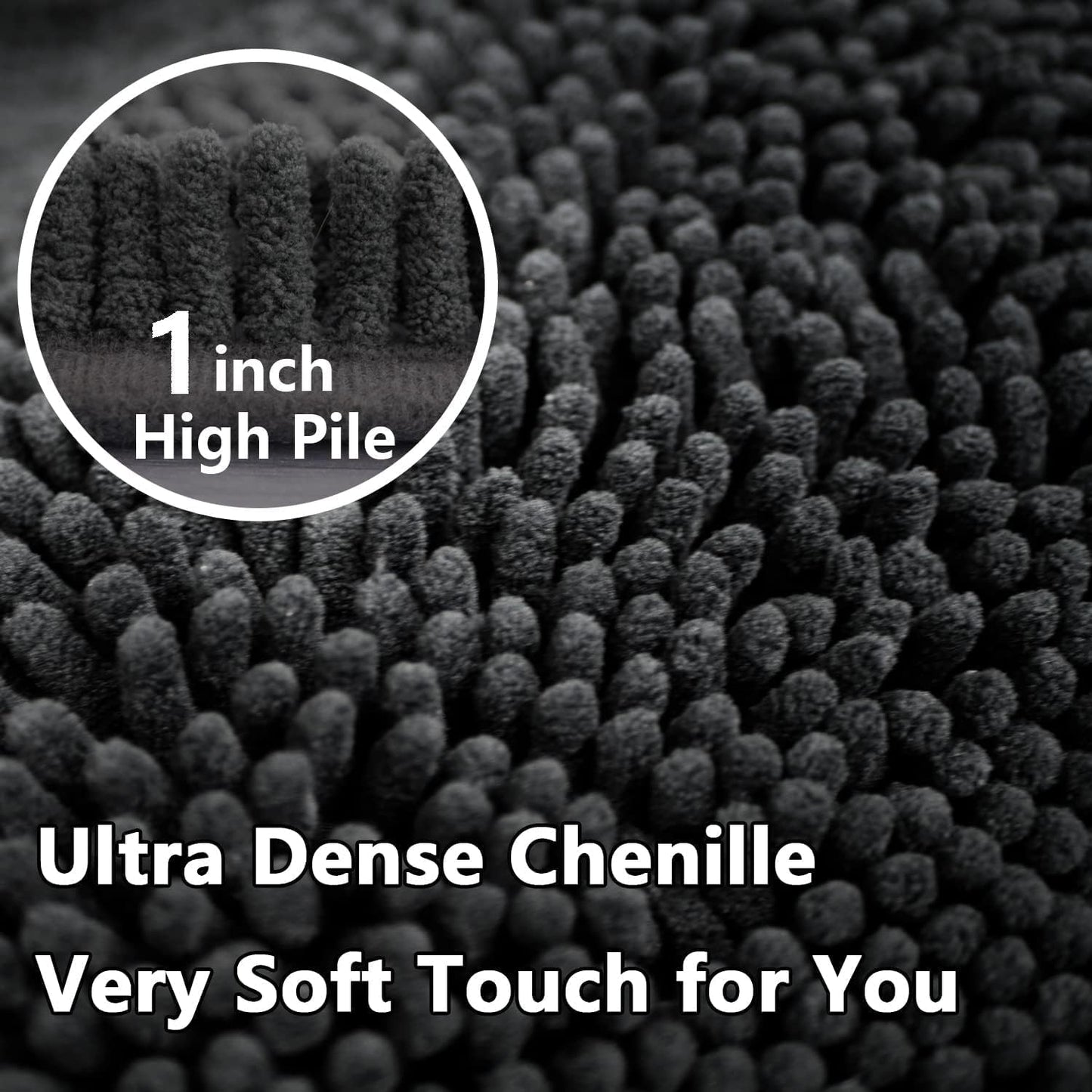 Skiennix Bathroom Rug Set - Extra Thick, Absorbent & Non-Slip | Soft Plush, Dark Grey, 2-Piece