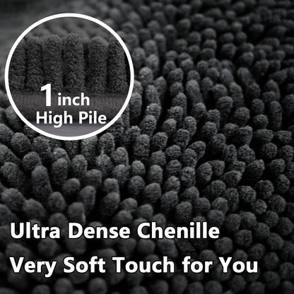 Skiennix Bathroom Rug Set - Extra Thick, Absorbent & Non-Slip | Soft Plush, Dark Grey, 2-Piece