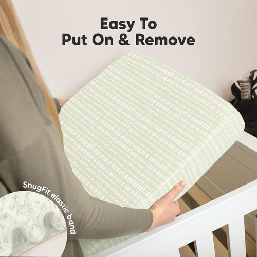 KeaBabies Organic Crib Sheets - 2-Pack Fitted Jersey Cotton for Baby Bed | Soft, Breathable, Neutral Prints (Fleur)