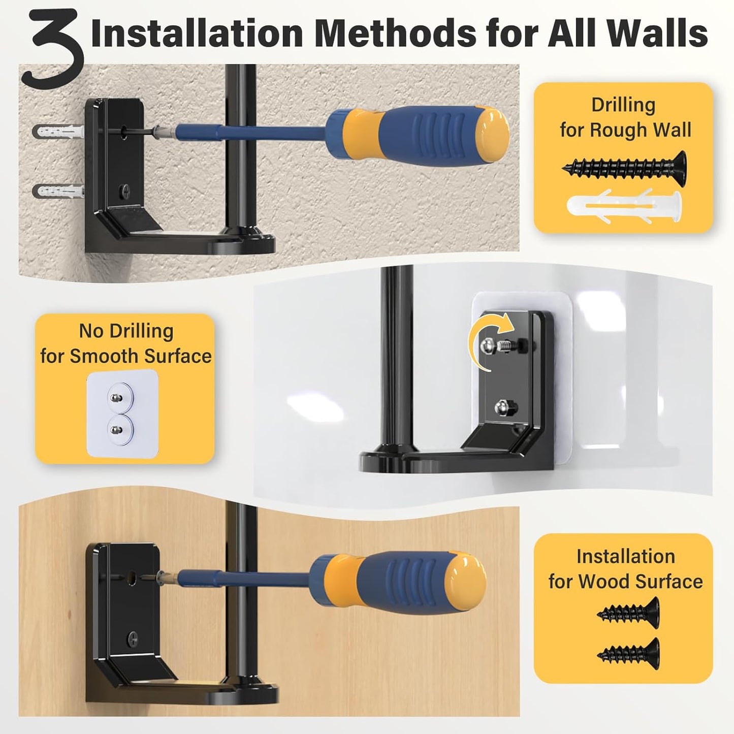 Skiennix Adhesive Hat Hooks - 4 Pack Wall Rack for Baseball Cap Storage | Black Hat Hanger Holder