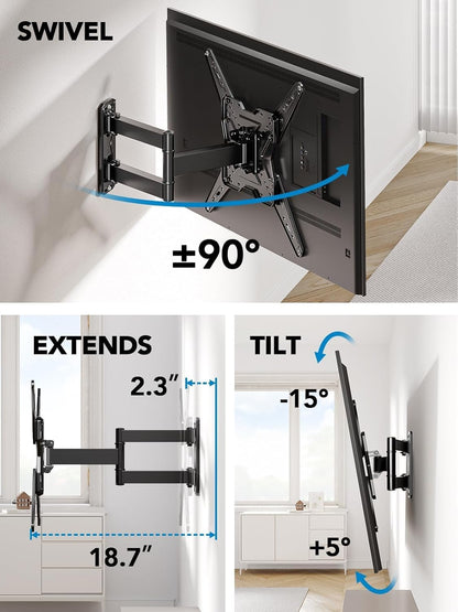 Pipishell Full Motion TV Wall Mount - Swivel, Tilt & Extension for 26-60 Inch TVs | Holds Up to 77 lbs
