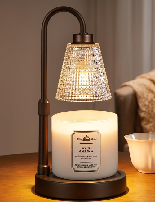Big Brown Candle Warmer Lamp with Timer, Dimmable Candle Warmer for Home Decor, Height Adjustable Candle Lamp for Jar Candles, Birthday Gifts for Women Mom, House Warming Gifts New Home