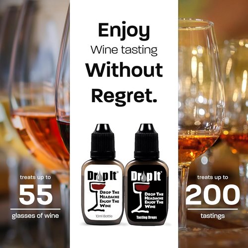 Drop It Wine Drops Original and For Tastings Combo Pack - Includes One 10mL Bottle of Each - Naturally Reduces Sulfites and Tannins in Red, White & Sparkling Wines - Portable & Easy to Use - USA Made