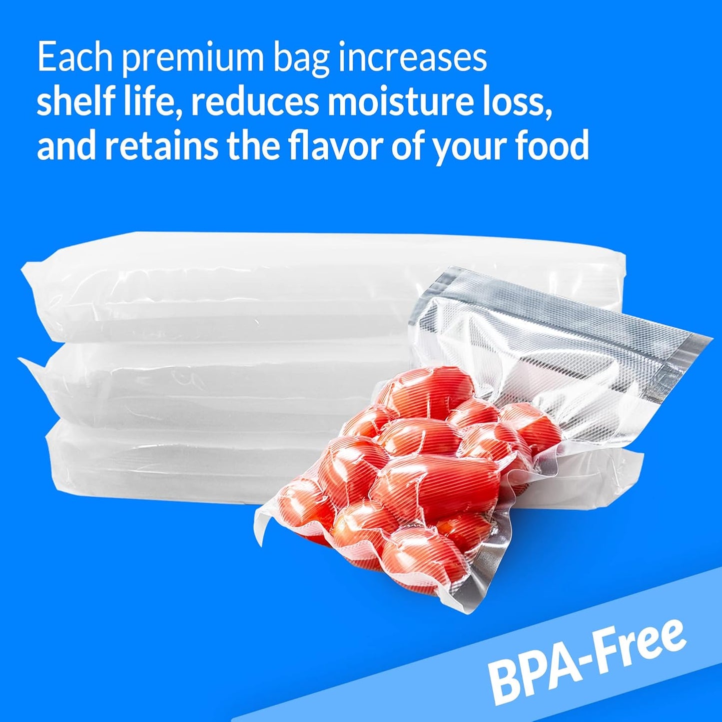 Reli. Vacuum Sealer Bags - 200 Pack Pre-Cut Embossed Food Storage Bags | BPA Free | 8x12 in. Quart Size