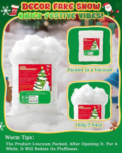 Fluffy Fake Snow | 35.27oz Cotton Artificial Snow for Christmas Decor & Winter Parties