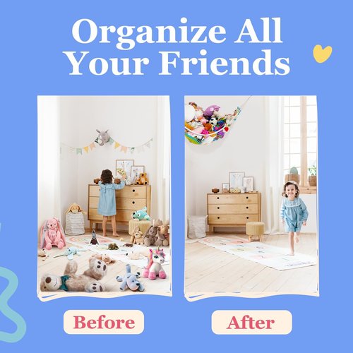 Lilly's Love Stuffed Animal Hammock - Corner Hanging Organizer & Toy Storage Net | Holds 12lbs | 67"x47"x47" (White, 2 Pack)