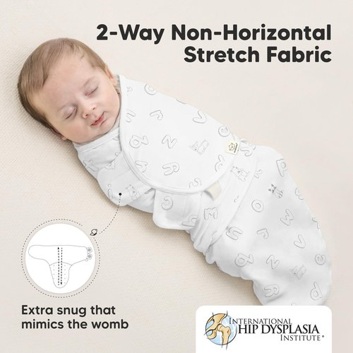 3-Pack Organic Baby Swaddle Sleep Sacks - Swaddles for Newborns, Infant 3-6 Months, Baby Girls, Boys, Soft & Snug Newborn Sleep Sack, Nursery Swaddling Blankets (ABC Land Cloud, Large)