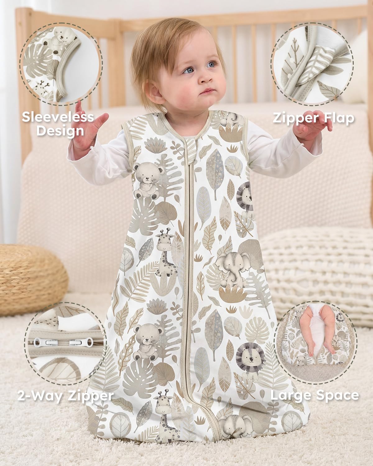 Yoofoss Baby Sleep Sack | 1.5 Tog Organic Cotton Wearable Blanket for Infants 0-6 Months - Warm & Comfy