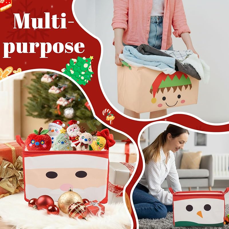 6 Pcs Large Christmas Storage Baskets with Handles 15 x 10.2 x 8.7 in