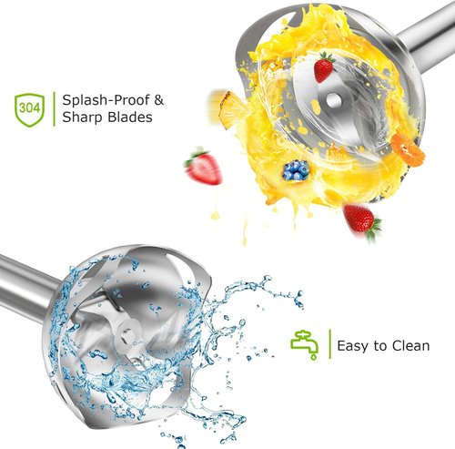 Immersion Hand Blender - 12-Speed Turbo Mode Mixer with Egg Whisk & 24oz Beaker for Smoothies & Sauces