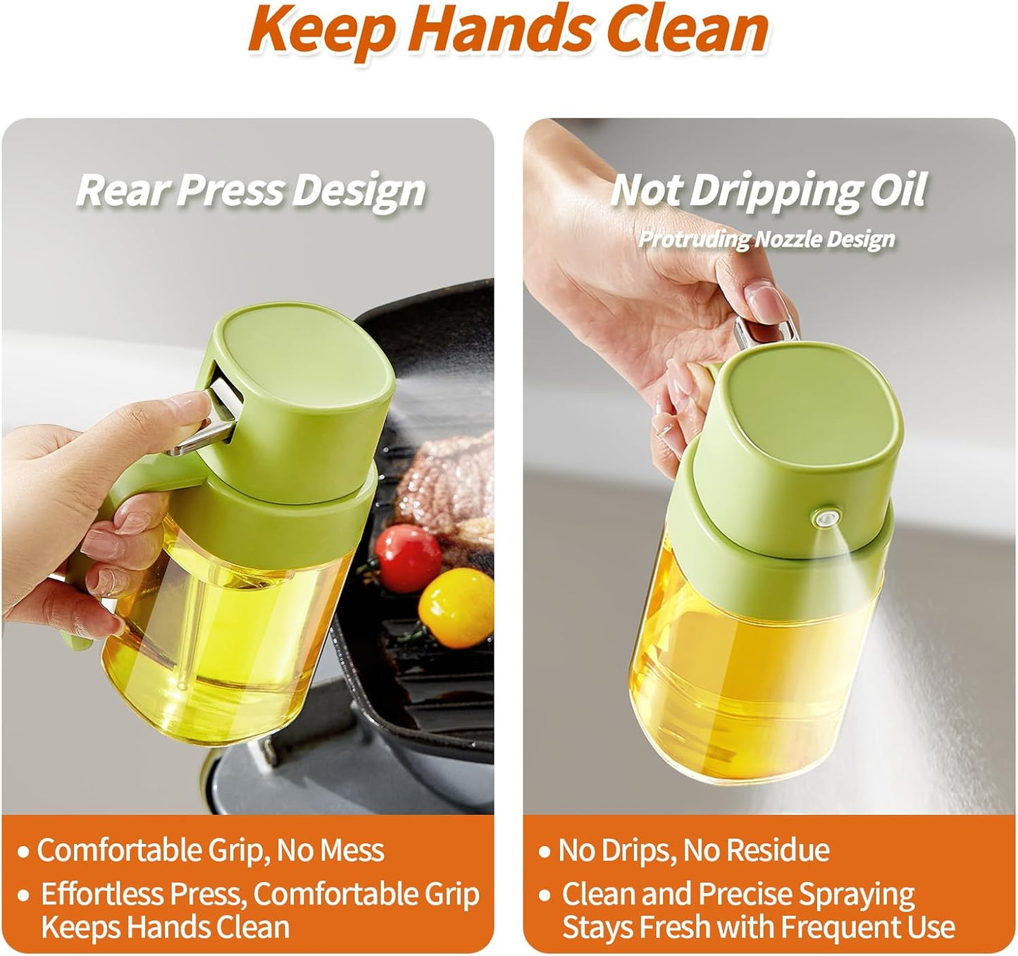 YARRAMATE Mini Oil Sprayer - 6.8 OZ Premium Food-Grade Olive Oil Spray Bottle | Portable Kitchen & BBQ Use (Green)