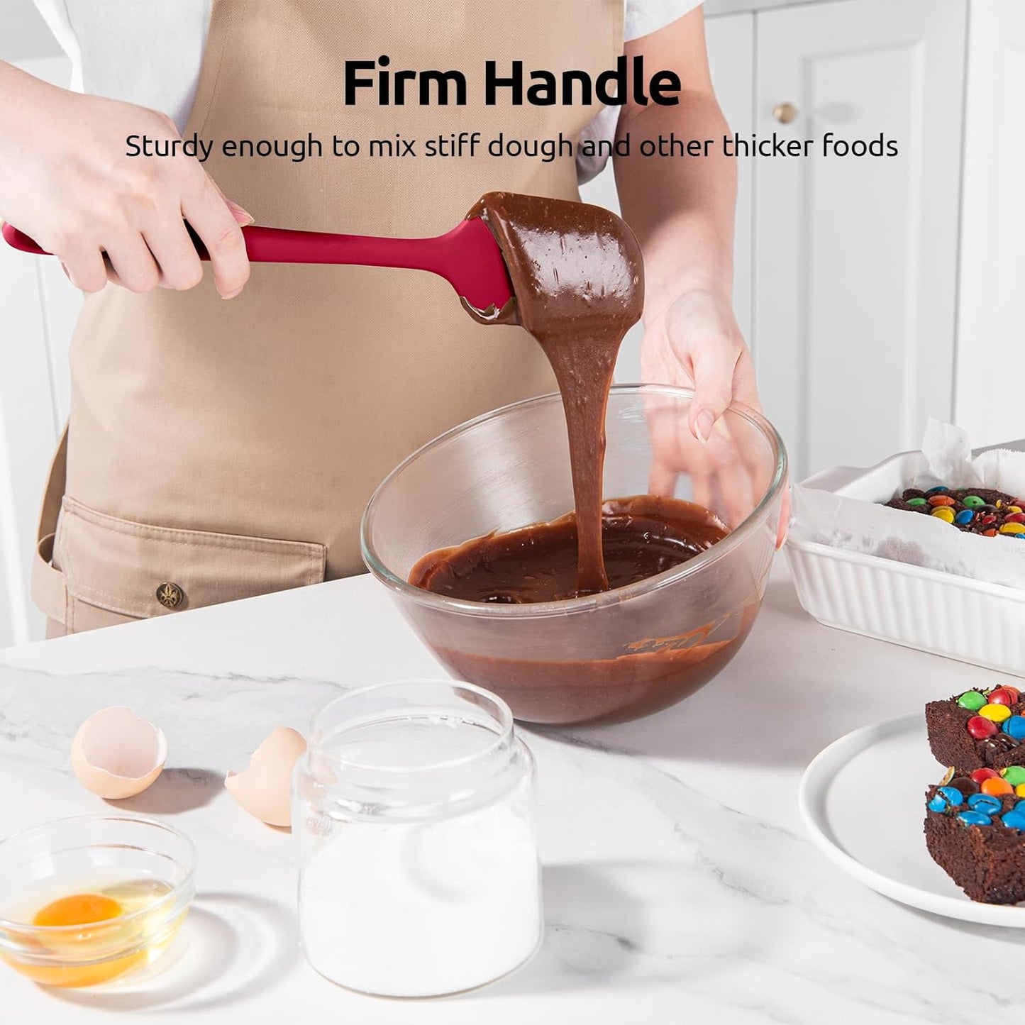 U-Taste Silicone Spatula Set - High Heat Resistant 600ºF Food Grade Rubber Kitchen Utensils | 4PCS Multicolor