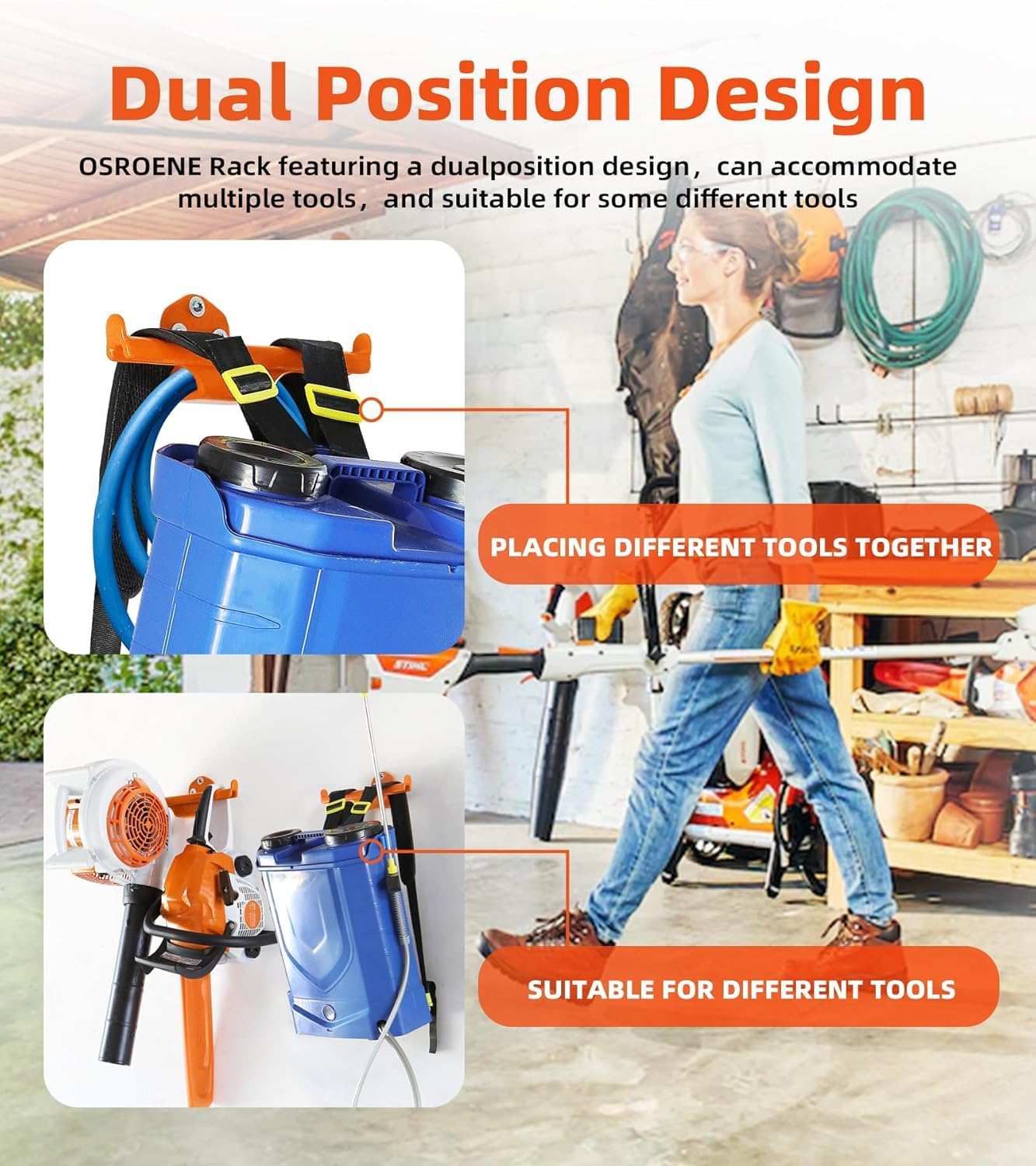 Backpack Leaf Blower Hanger - Heavy-Duty Wall Mount for Sprayers & Chainsaws | 2-Pack Storage Solution