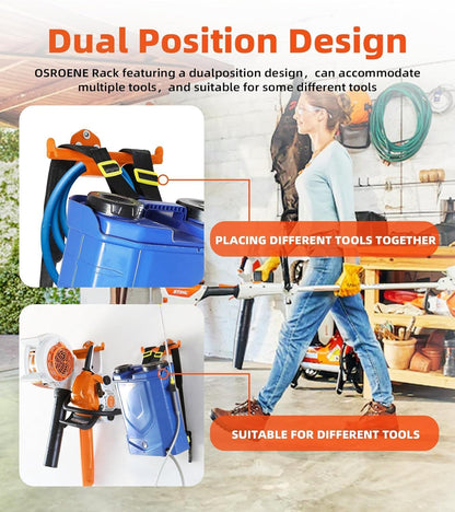 Backpack Leaf Blower Hanger - Heavy-Duty Wall Mount for Sprayers & Chainsaws | 2-Pack Storage Solution
